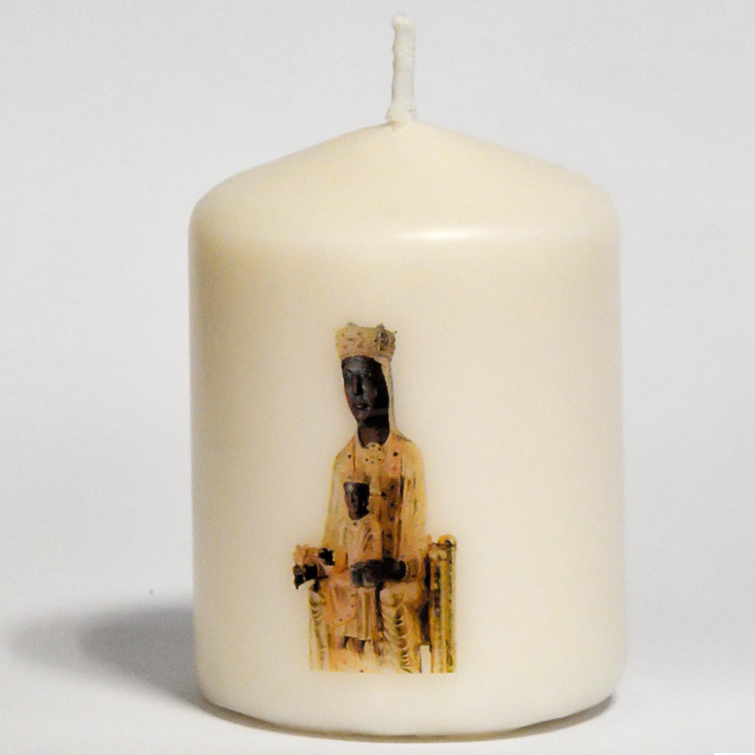 Vela con foto pequeña de la Virgen de Torreciudad