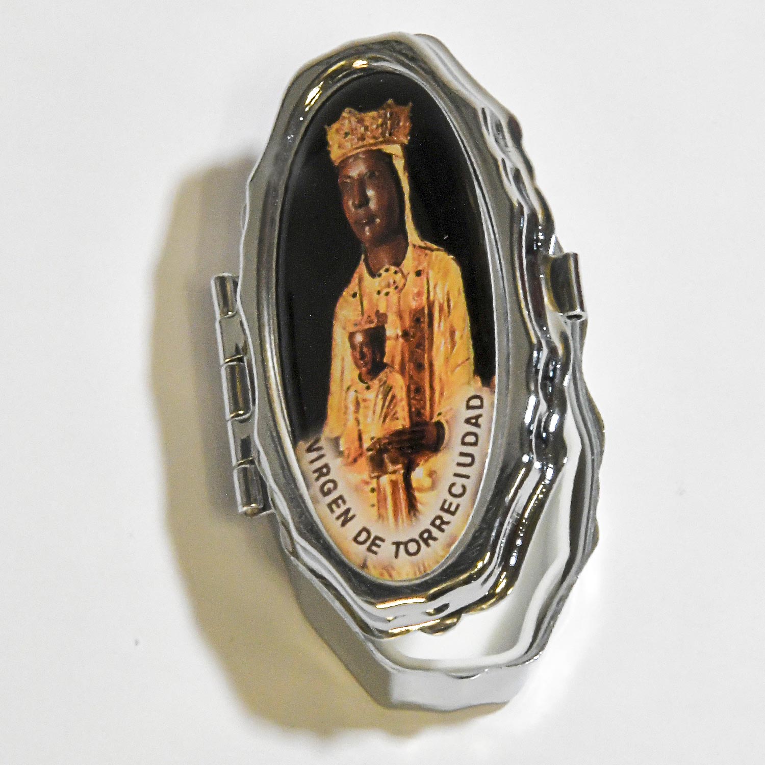 Pastillero con imagen de la Virgen de Torreciudad