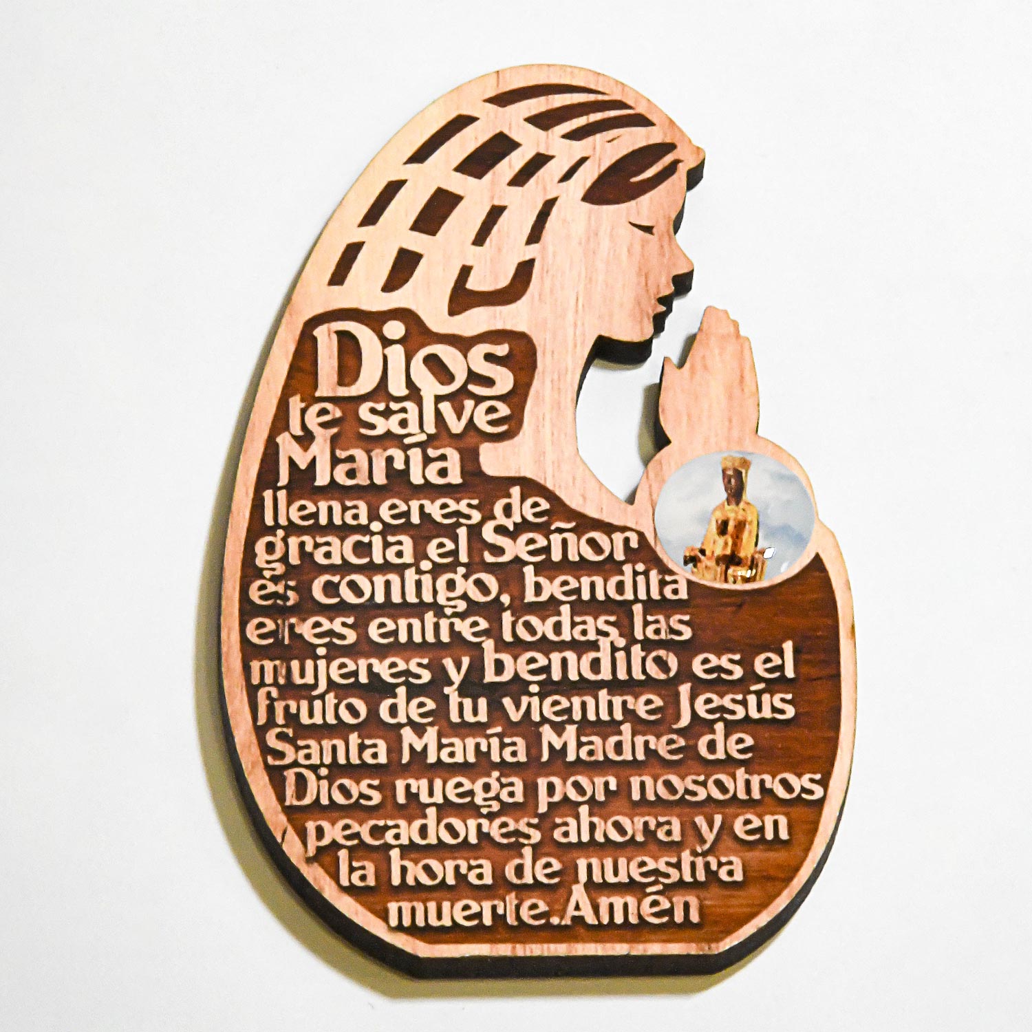 Imán silueta Virgen con ave maría