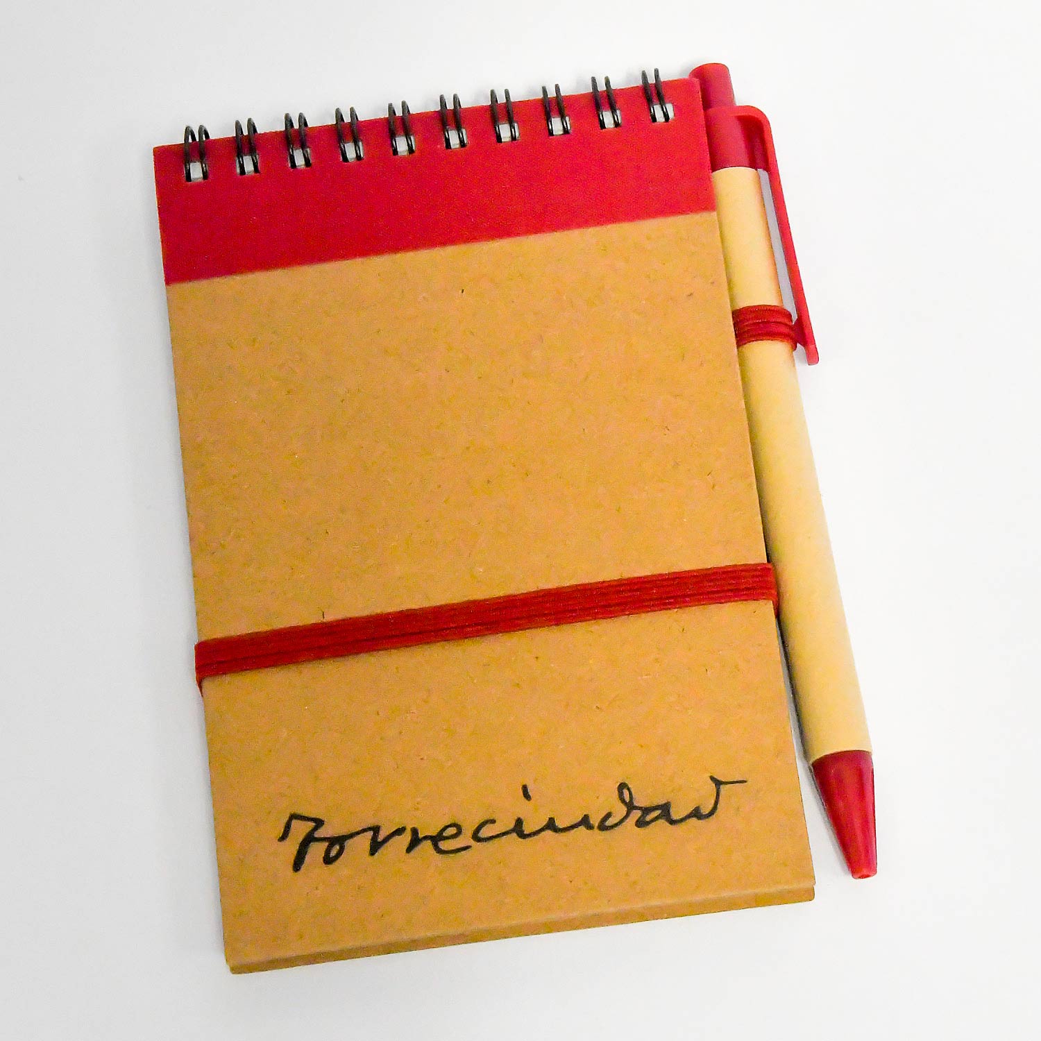 Libreta pequeña con bolígrafo  (detalles en rojo)